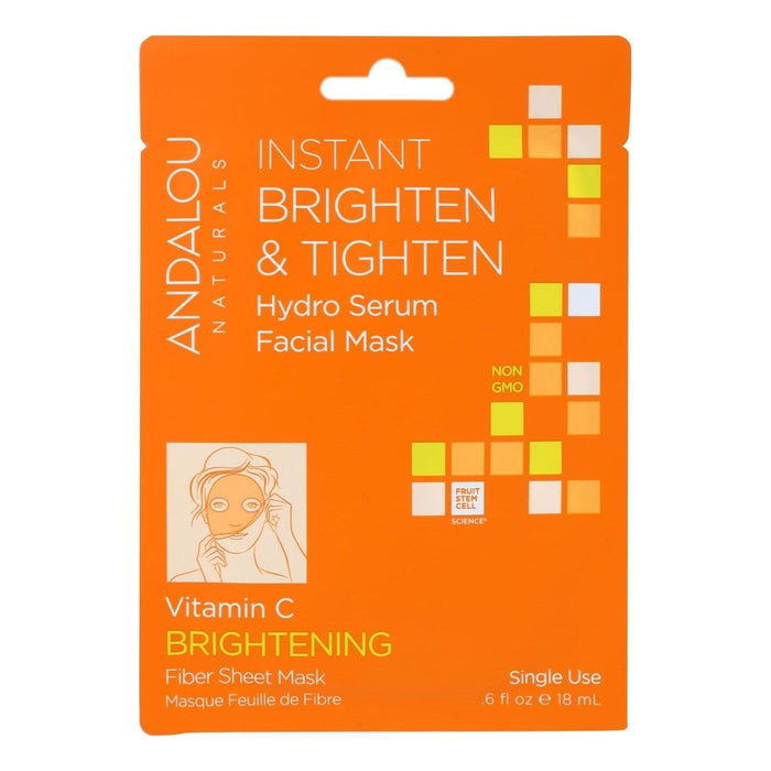 Andalou Naturals Instant Brighten & Tighten Facial Mask (Pack of 6) - Vitamin C - 0.6 Fl Oz.