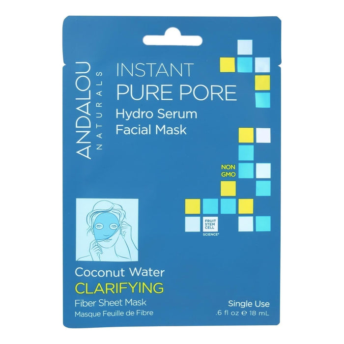 Andalou Naturals Instant Pure Pore Facial Mask (Pack of 6) - Coconut Water Clarifying - 0.6 Fl Oz