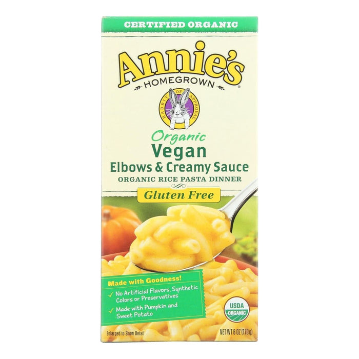 Annie's Homegrown Organic Gluten Free Vegan Elbows and Creamy Sauce Rice Pasta Dinner (Pack of 12 - 6 Oz.)