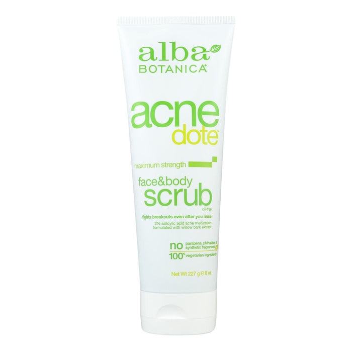 Alba Botanica Natural Acnedote 2% Salicylic Acid Exfoliating Face and Body Scrub (8 Fl Oz)