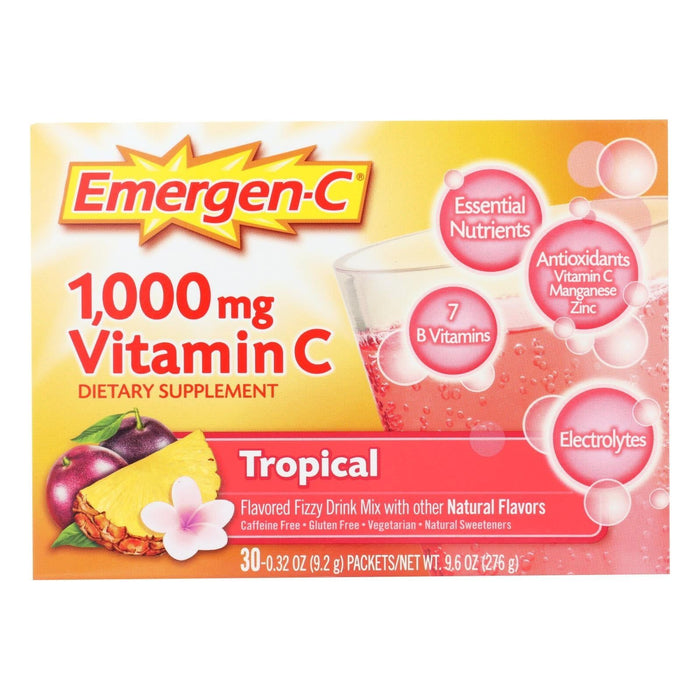 Alacer Emergen-C Vitamin C Fizzy Drink Mix Tropical (Pack of 30) - 1000 mg