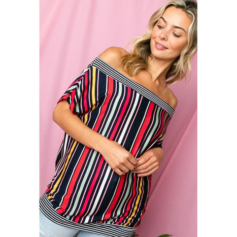 Multi Stripe Off Shoulder Top