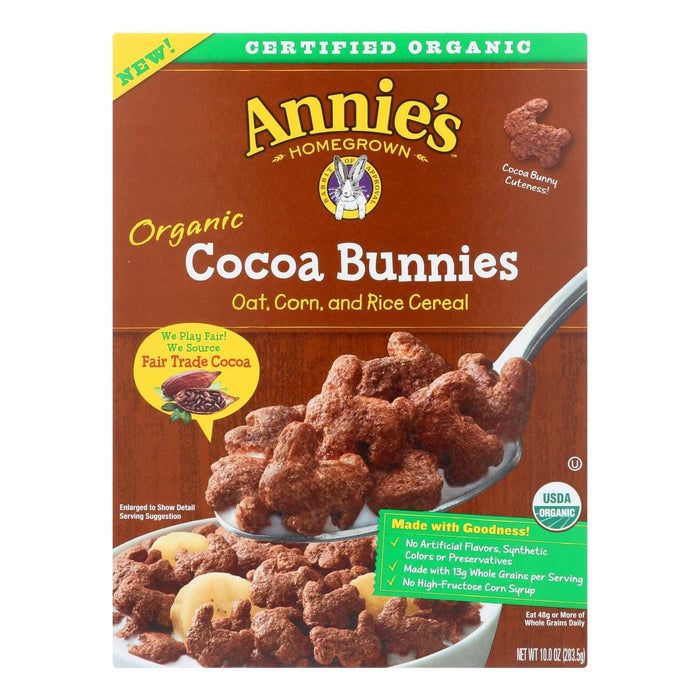 Annie's Homegrown Organic Cocoa Bunnies Oat With Corn and Rice Cereal (Pack of 10 - 10 Oz.)