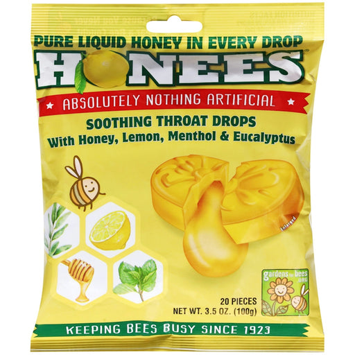 Honees Honees Honey Lemon Menthol Eucalyptus Cough Drops Health & Beauty Light Goldenrod