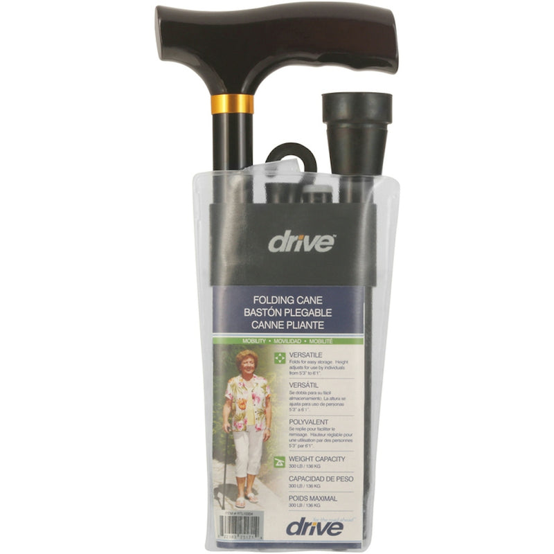 Drive Medical Cane Lightweight Adjustable  Folding  With T Handle  Black Canes & Walking Sticks