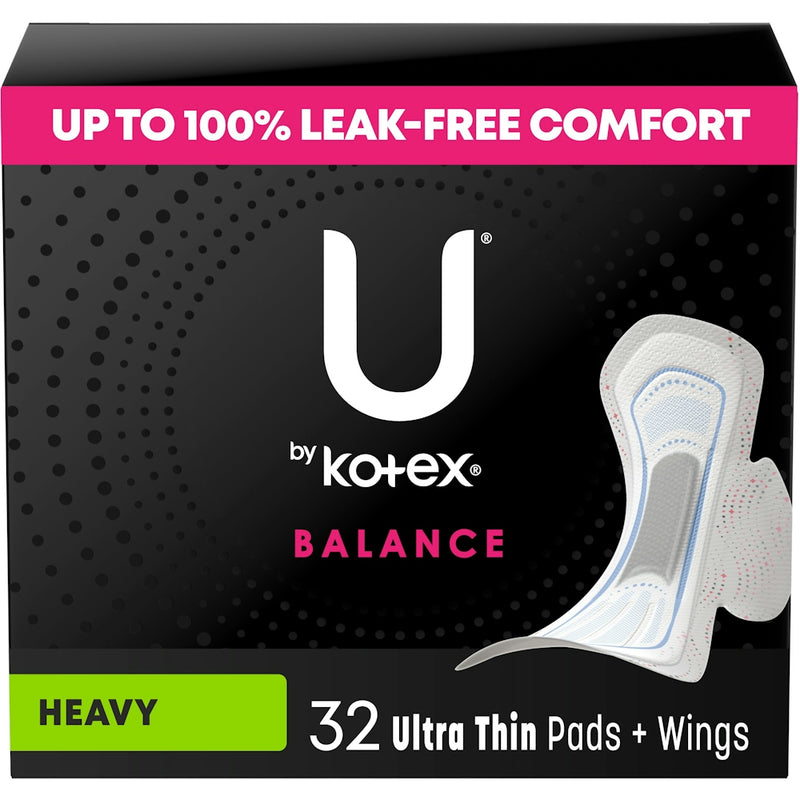 U by Kotex U by Kotex Balance Ultra Thin Pads with Wings, Heavy Absorbency, 32 Count Feminine Pads & Protectors