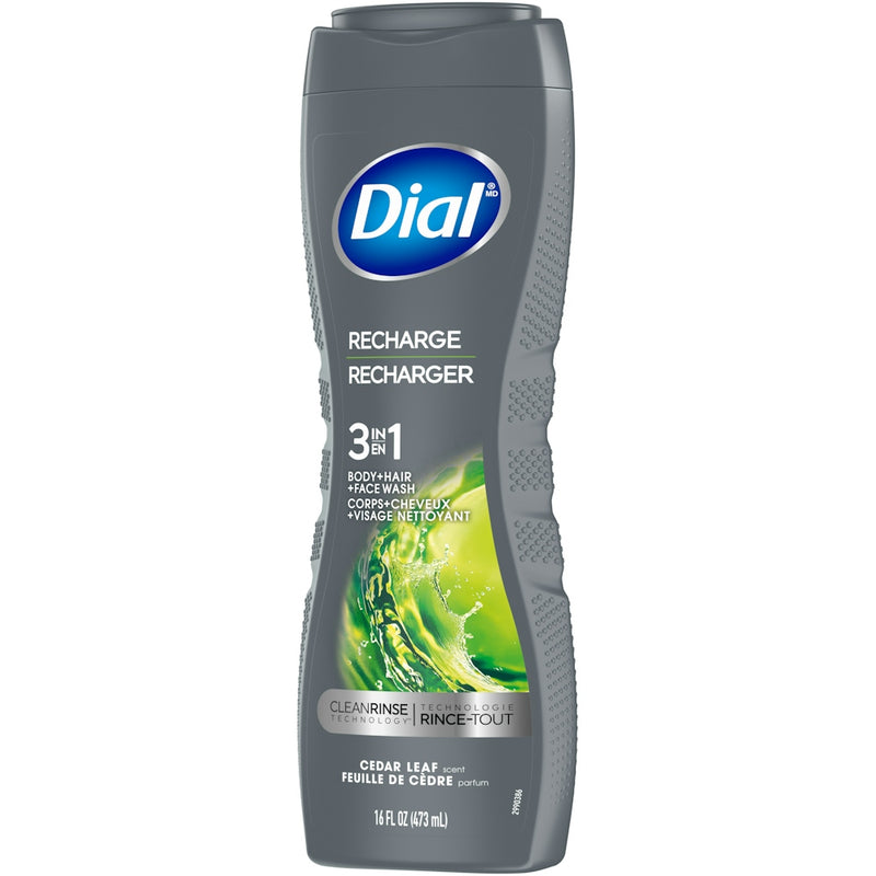 Dial Dial Body + Hair + Face Wash, Cedar Leaf, 3 In 1, Men 16 Fl Oz Body Wash Dim Gray