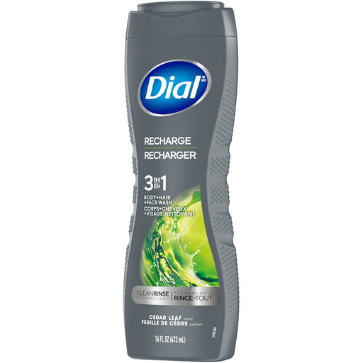 Dial Dial Body + Hair + Face Wash, Cedar Leaf, 3 In 1, Men 16 Fl Oz Body Wash Dim Gray