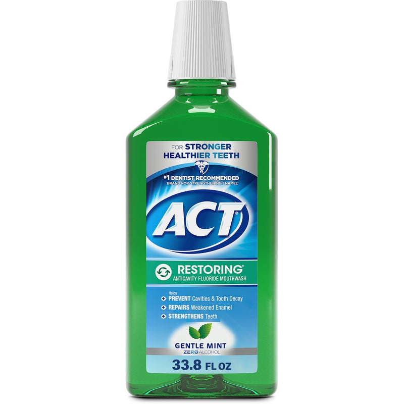 Act Act Restoring Anticavity Fluoride Mouthwash, Alcohol Free, Mint Burst, 33.8 Fl Oz (1 L) Mouthwash