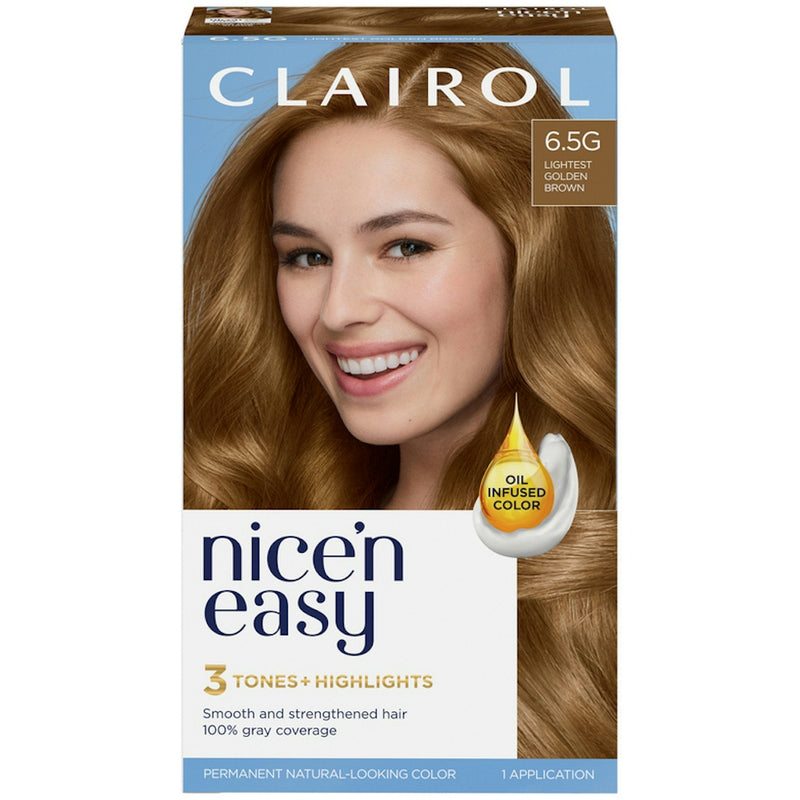 Clairol Nice’n Easy Hair Color, Permanent, Lightest Golden Brown 6.5G Hair Color