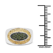 Bids.com 0.38 Carat Genuine Green Diamond and Yellow Diamond .925 Sterling Silver Ring Rings