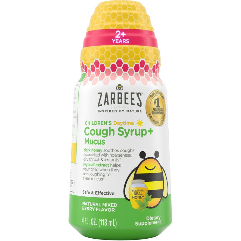 Zarbee's Zarbee's Cough Syrup Mucus, Daytime, Natural Mixed Berry Flavor, Children's 4 Fl Oz Respiratory Care White Smoke