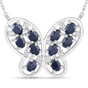 Bids.com 2.16 Carat Genuine Blue Sapphire and White Zircon .925 Sterling Silver Necklace Necklaces