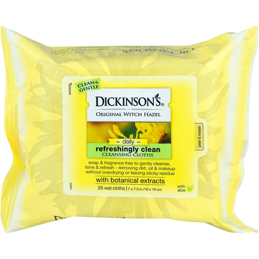 Dickinson's Dickinson's Original Refreshingly Clean Daily Cleansing Cloths, Witch Hazel And Aloe 25 ct Makeup Removers