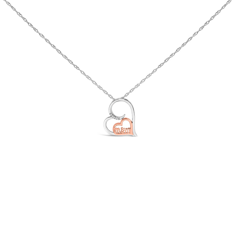 Bids.com 14K Rose Gold Plated Sterling Silver Diamond Accent Mom Heart Pendant Necklace Necklaces
