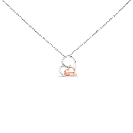 Bids.com 14K Rose Gold Plated Sterling Silver Diamond Accent Mom Heart Pendant Necklace Necklaces