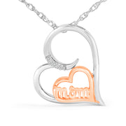 Bids.com 14K Rose Gold Plated Sterling Silver Diamond Accent Mom Heart Pendant Necklace Necklaces