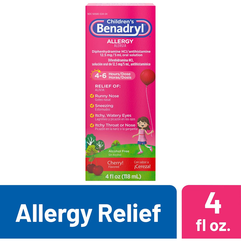 Children's Benadryl Benadryl  Children's  Allergy Relief Liquid Cherry 4 Oz Health & Beauty