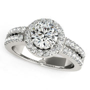 Bids.com 14k White Gold Halo Diamond Engagement Ring With Double Row Band (1 3/8 cttw) Rings
