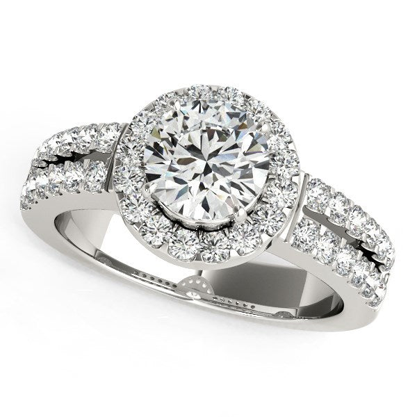 Bids.com 14k White Gold Halo Diamond Engagement Ring With Double Row Band (1 3/8 cttw) Rings