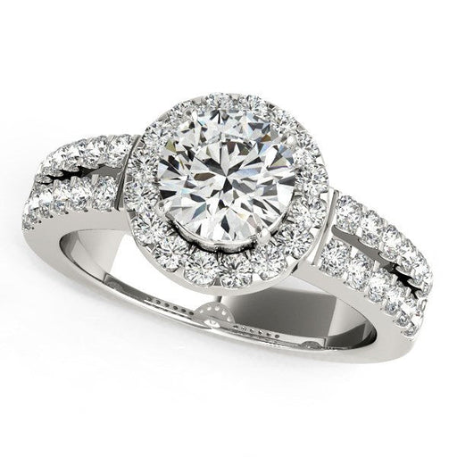 Bids.com 14k White Gold Halo Diamond Engagement Ring With Double Row Band (1 3/8 cttw) Rings