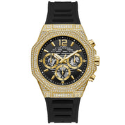 Bids.com Guess Men's Momentum Black Gold Tone Multi-function Watches