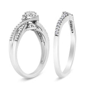 Bids.com .925 Sterling Silver 1/3 Cttw Composite Diamond Frame Bypass Bridal Set Ring and Band (I-J Color, I2-I3 Clarity) - Ring Size 7 Rings