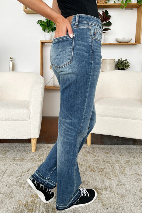 Mid Rise Release Hem Jeans