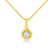 Bids.com 14K Yellow Gold Plated .925 Sterling Silver 1/2 Cttw Brilliant Round Cut Diamond Solitaire Milgrain 18" Pendant Necklace (K-L Color, I2-I3 Clarity) Necklaces