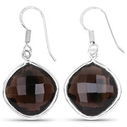 Bids.com 22.80 Carat Genuine Smoky Quartz .925 Sterling Silver Earrings Earrings
