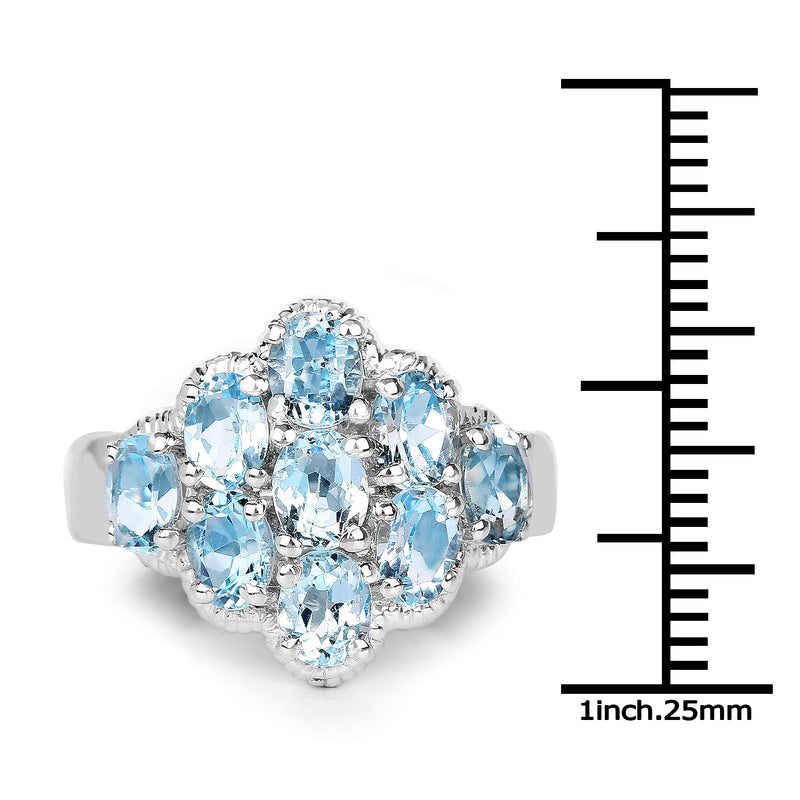 Bids.com 3.24 Carat Genuine Blue Topaz .925 Sterling Silver Ring Rings