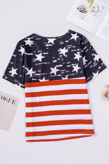 Cutout Striped Round Neck Short Sleeve T-Shirt