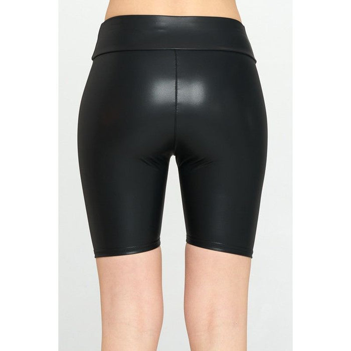 High Waist Pu Biker Shorts