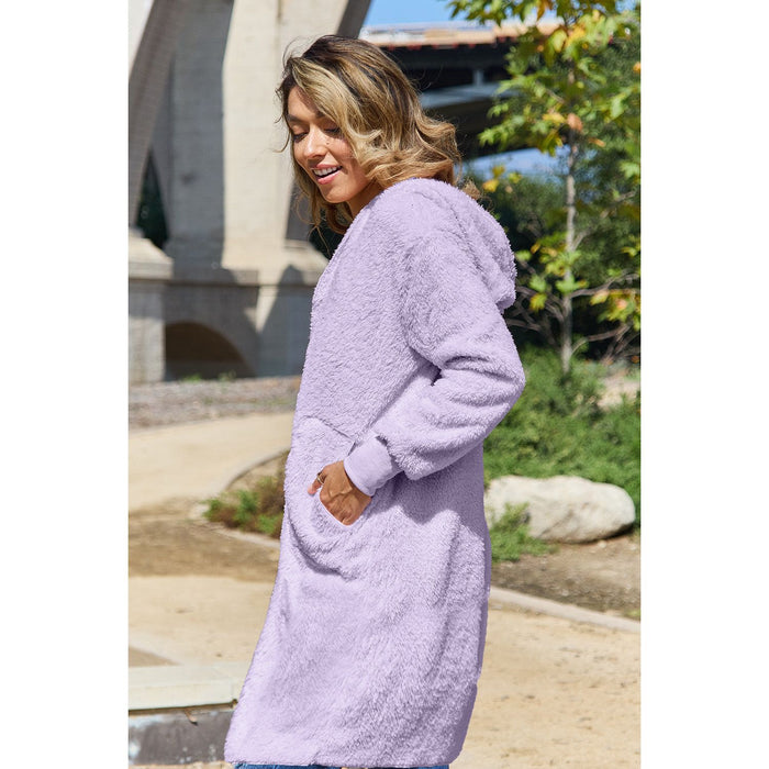 Double Take Hooded Teddy Bear Jacket with Thumbholes