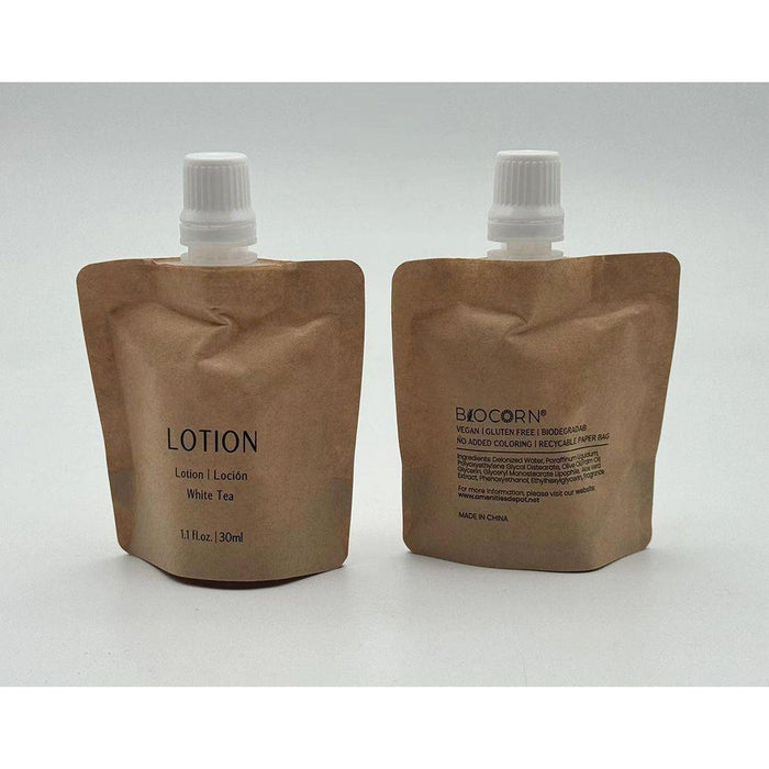 BIOCORN Body Lotion Recyclable Kraft Paper Pouch Bag (100 / 200 Pack, 1.1oz/30ml)