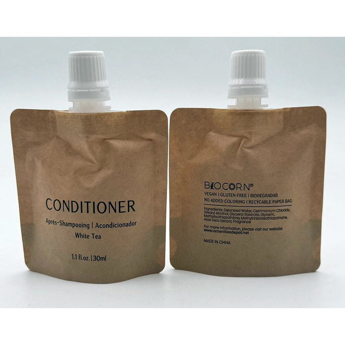 BIOCORN Conditioner Recyclable Kraft Paper Pouch Bag (100 / 200 Pack, 1.1oz/30ml)