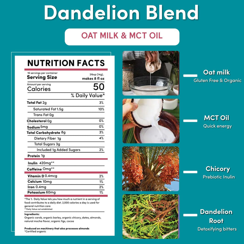 Teeccino Instant Dandelion Herbal Latte Instant Latte