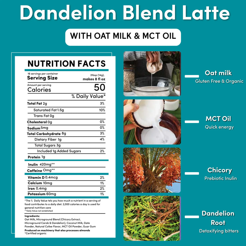 Teeccino Instant Dandelion Herbal Latte Instant Latte