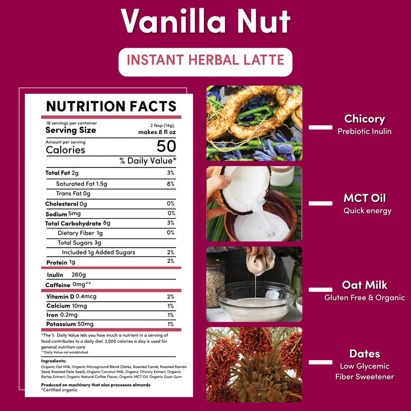 Teeccino Instant Vanilla Nut Herbal Latte Instant Latte