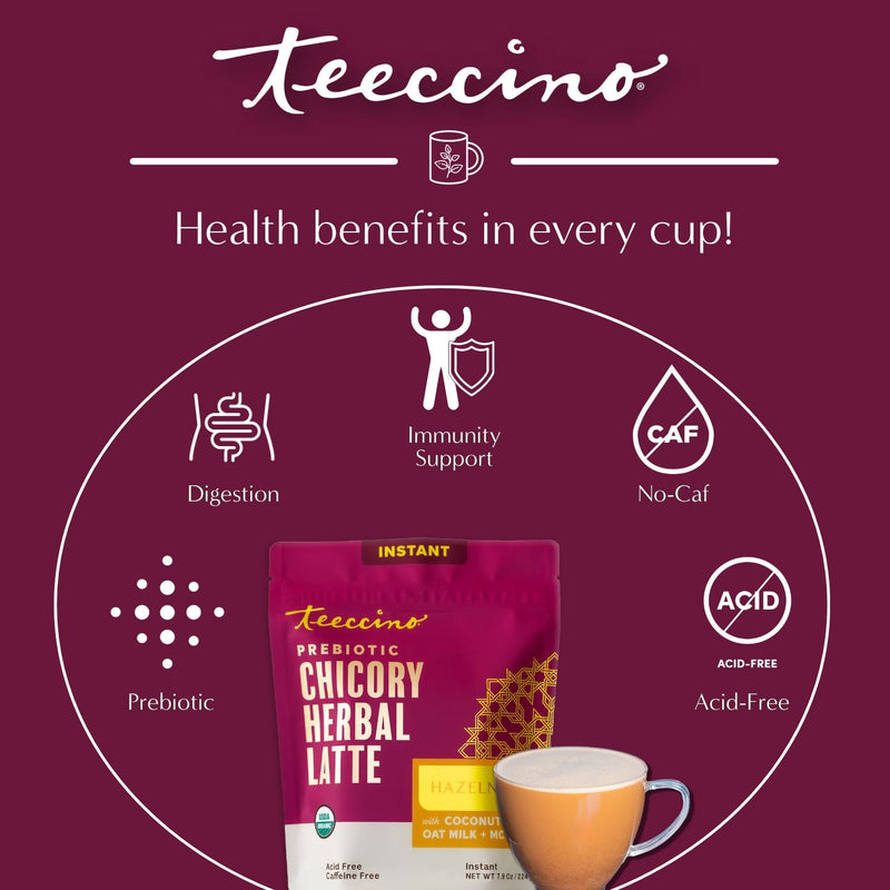 Teeccino Instant Hazelnut Herbal Latte Instant Latte
