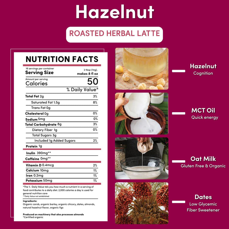 Teeccino Instant Hazelnut Herbal Latte Instant Latte