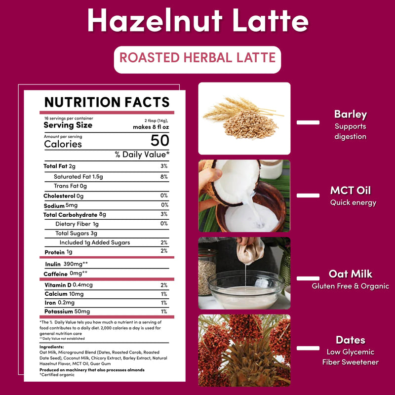 Teeccino Instant Hazelnut Herbal Latte Instant Latte