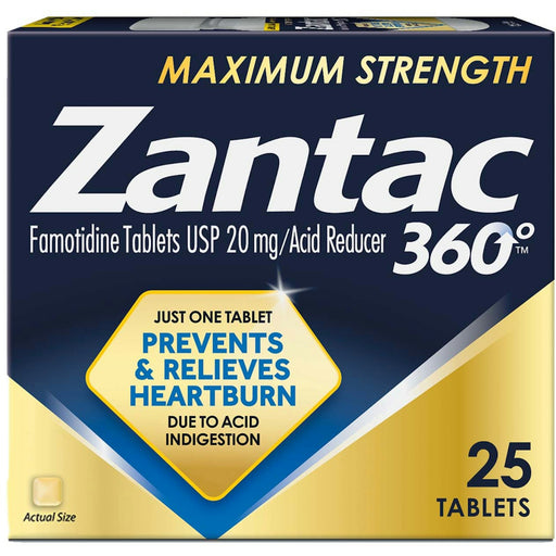 Zantac 360 Zantac 360 Max Strength Acid Reducer 20mg – Heartburn Relief, 25 Tablets Medicine & Drugs Dark Slate Gray
