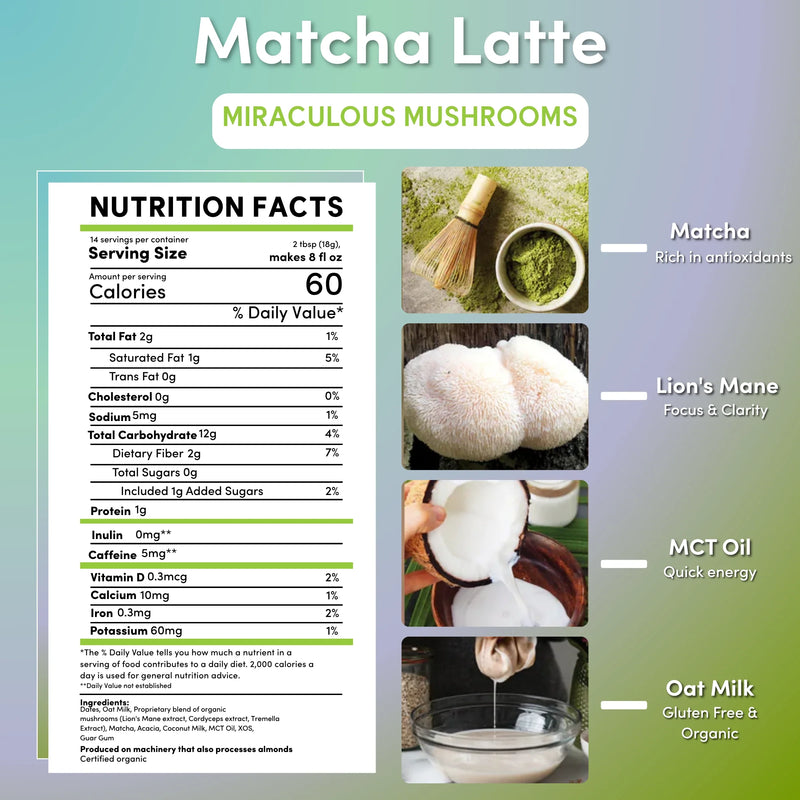 Teeccino Miraculous Mushrooms® Matcha Latte Instant Latte White Smoke Latte