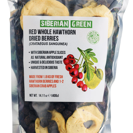 SiberianGreen.com Premium Wild-Harvested Dried Red Hawthorn Berries with Apple Slices. 100% Natural & Nutrient Rich, 400g Tea & Infusions