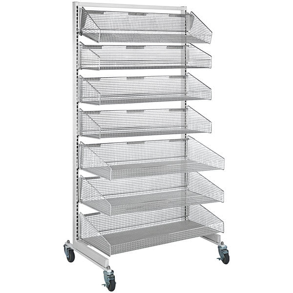 Quantum Storage Systems Quantum Storage Systems 26" X 48" X 74" Chrome Partition Wall System With 11" And 17" Hanging Basket WS70-SS48-4S3L Storage & Organization