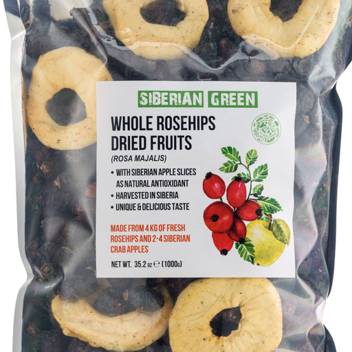 SiberianGreen.com Antioxidant-Rich Superfood: Premium Dried Rose Hips with Apple Slices Tea & Infusions