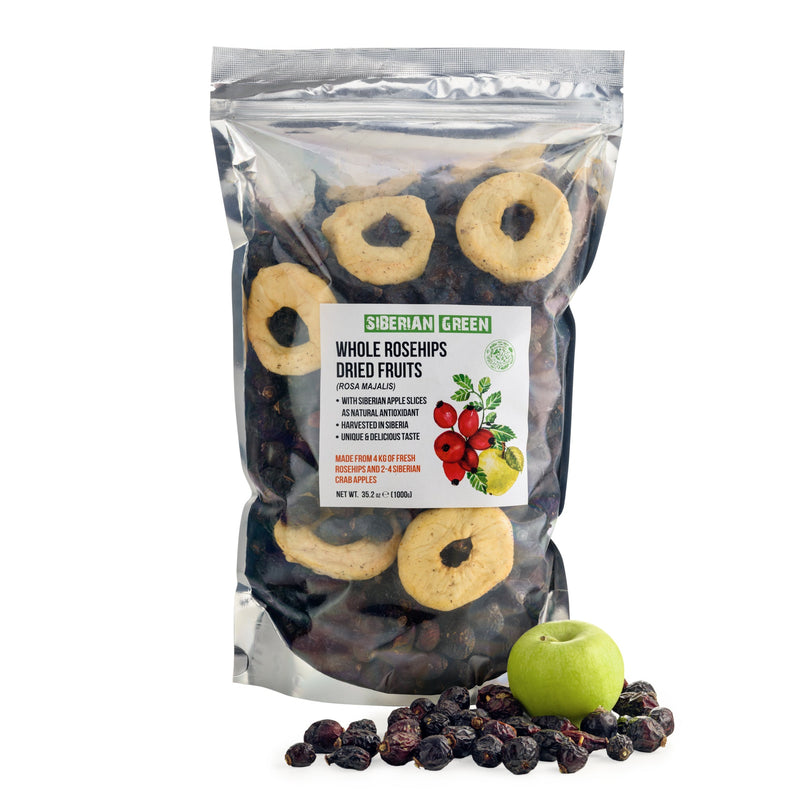 SiberianGreen.com Antioxidant-Rich Superfood: Premium Dried Rose Hips with Apple Slices Tea & Infusions
