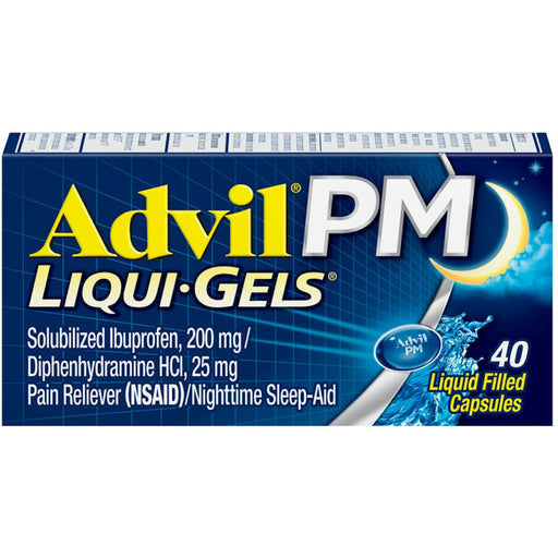 Advil Advil PM Liqui-Gels Pain Reliever/Nighttime Sleep Aid Liquid Filled Capsules, 200mg Ibuprofen, 25mg Diphenhydramine Health & Beauty