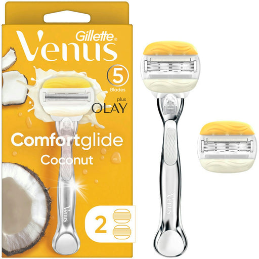 Venus Venus Gillette Comfortglide Plus Olay Coconut Women's Razor Handle + 2 Blade Refills Personal Care